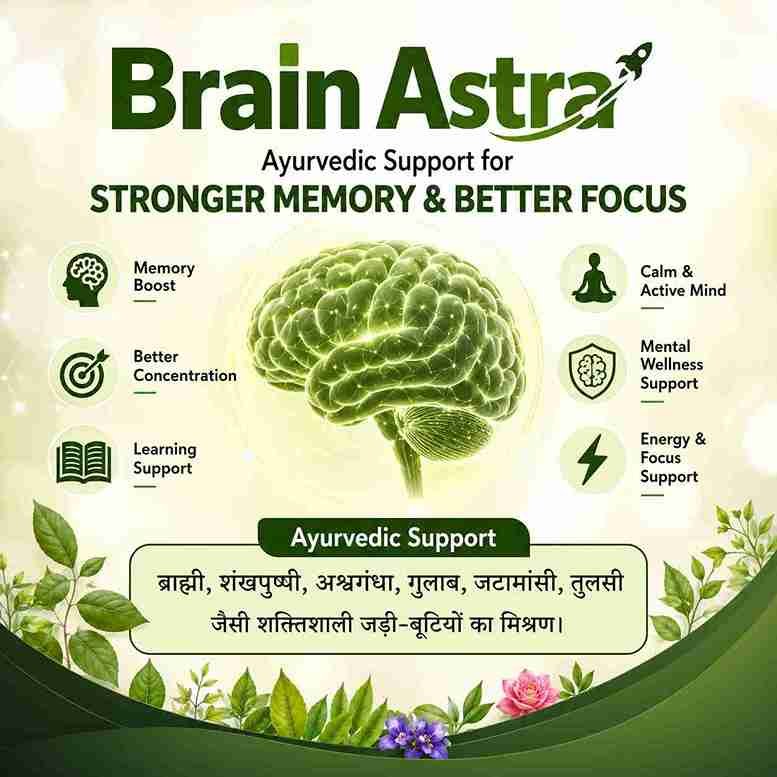 Brain Astra – Ayurvedic Brain Tonic for Memory, Focus & Concentration | Brahmi, Shankhpushpi & Ashwagandha image 4