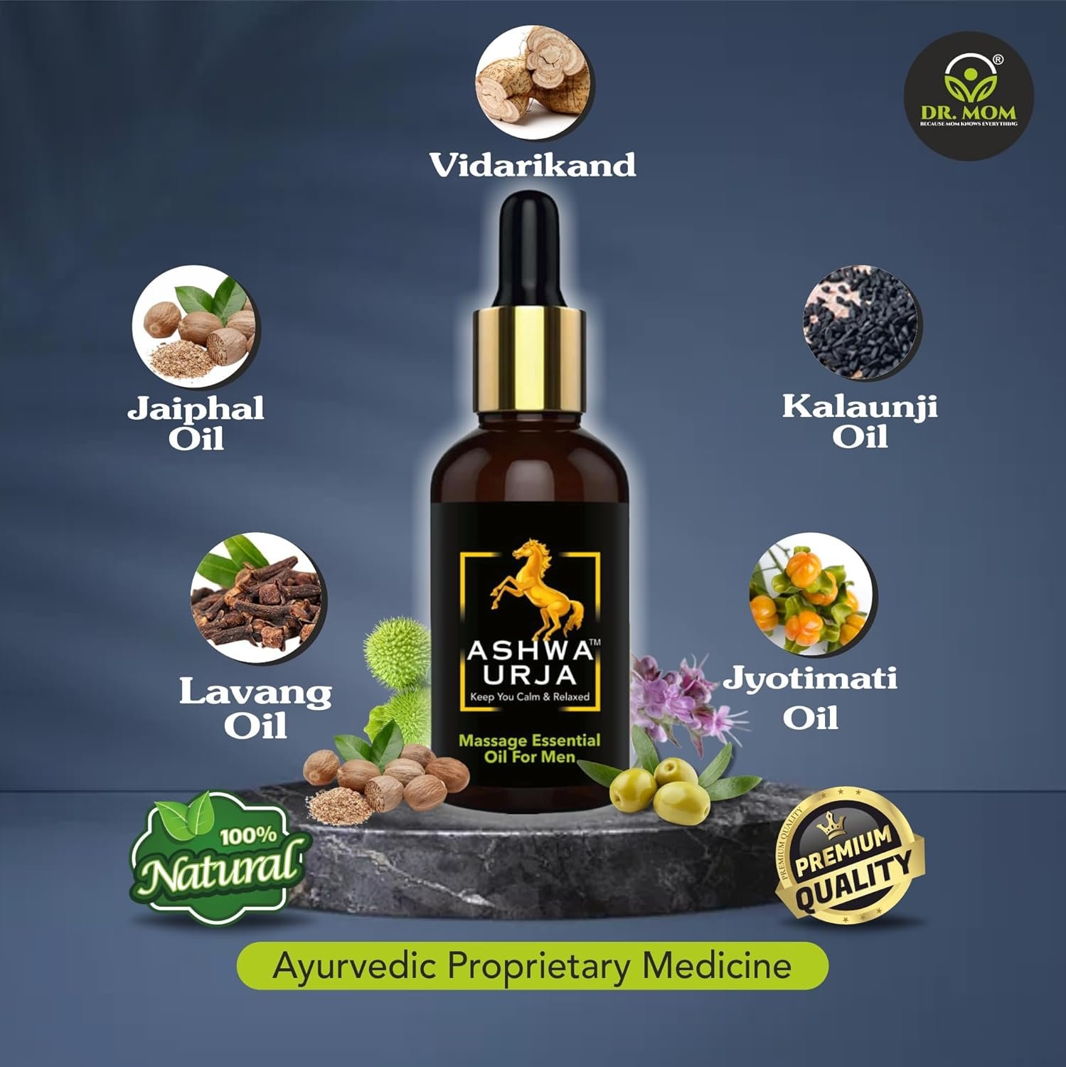 Ashwa Urja Massage Oil | Best Ayurvedic Massage Oil for Men 15ml image 3