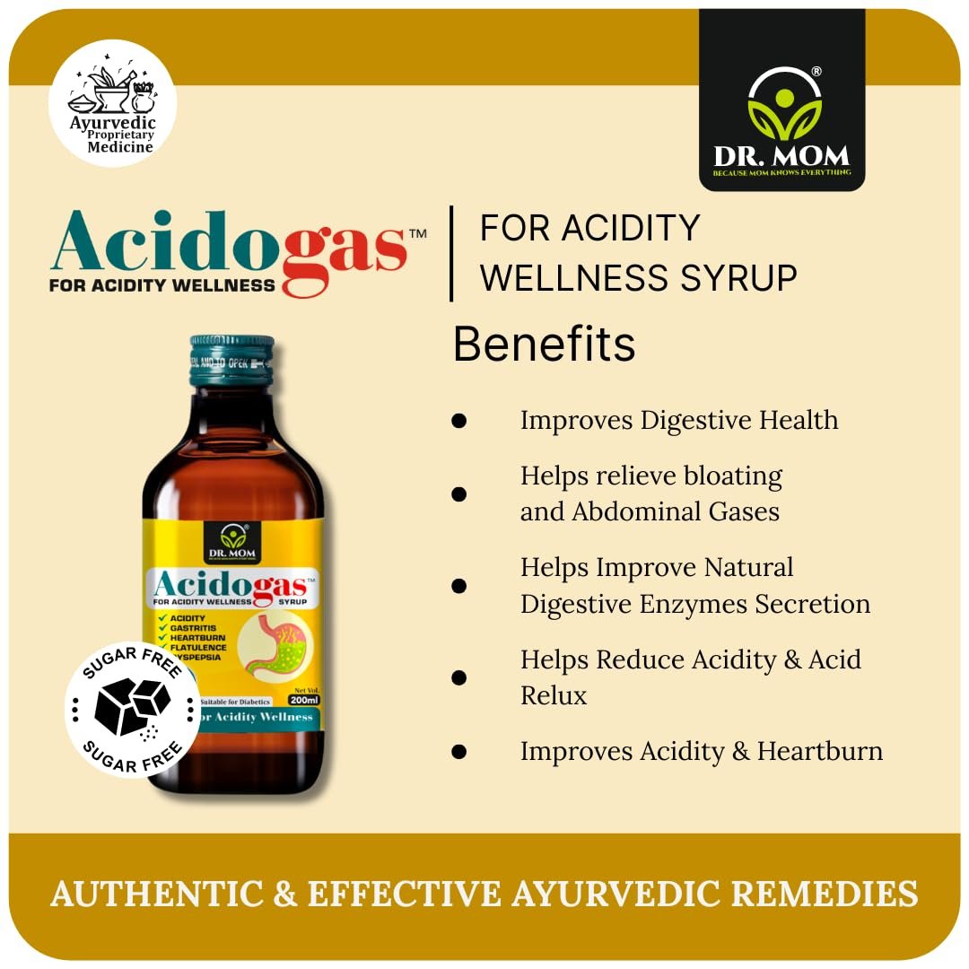 Acidogas Syrup For Diabetics | Ayurvedic Sugarfree Syrup For Gas and Acidity - 200ml. image 3