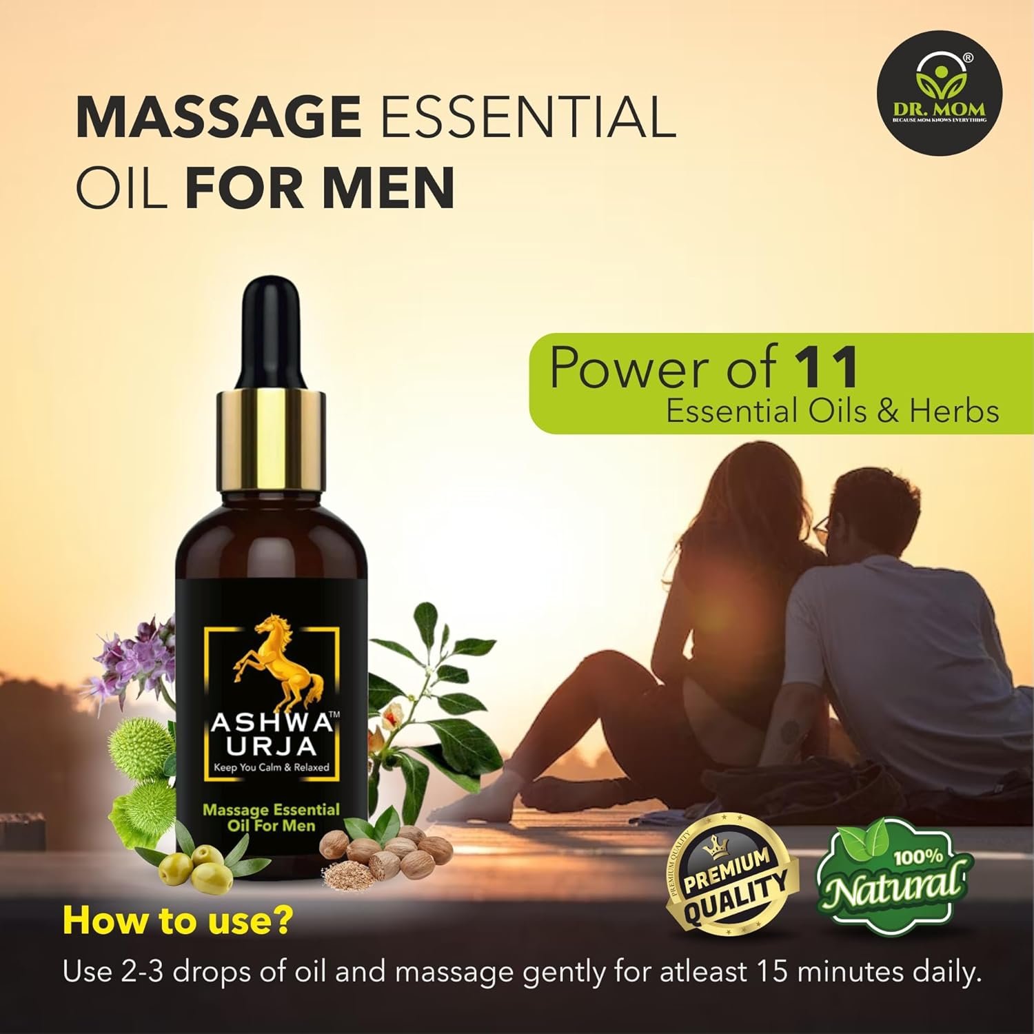 Ashwa Urja Massage Oil | Best Ayurvedic Massage Oil for Men 15ml image 4